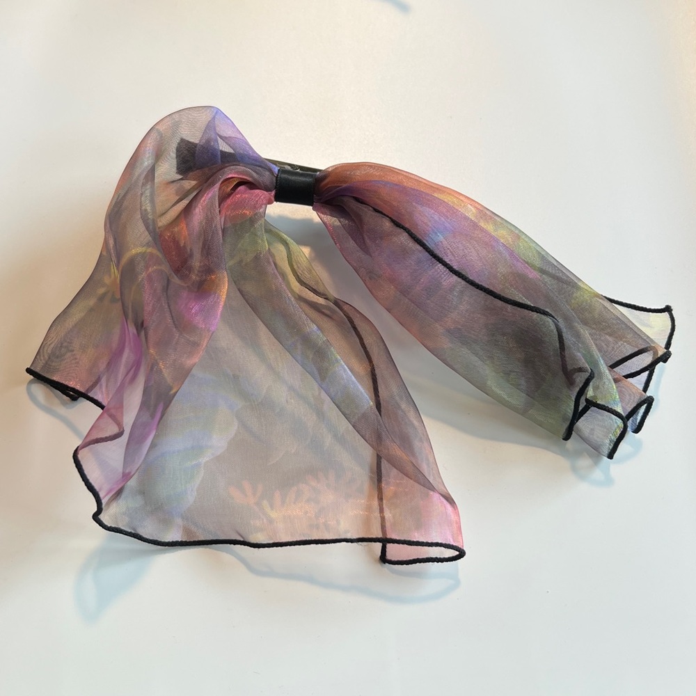 Vintage 80s 90s Sheer Ribbon Hair Bow Barrette Accessory